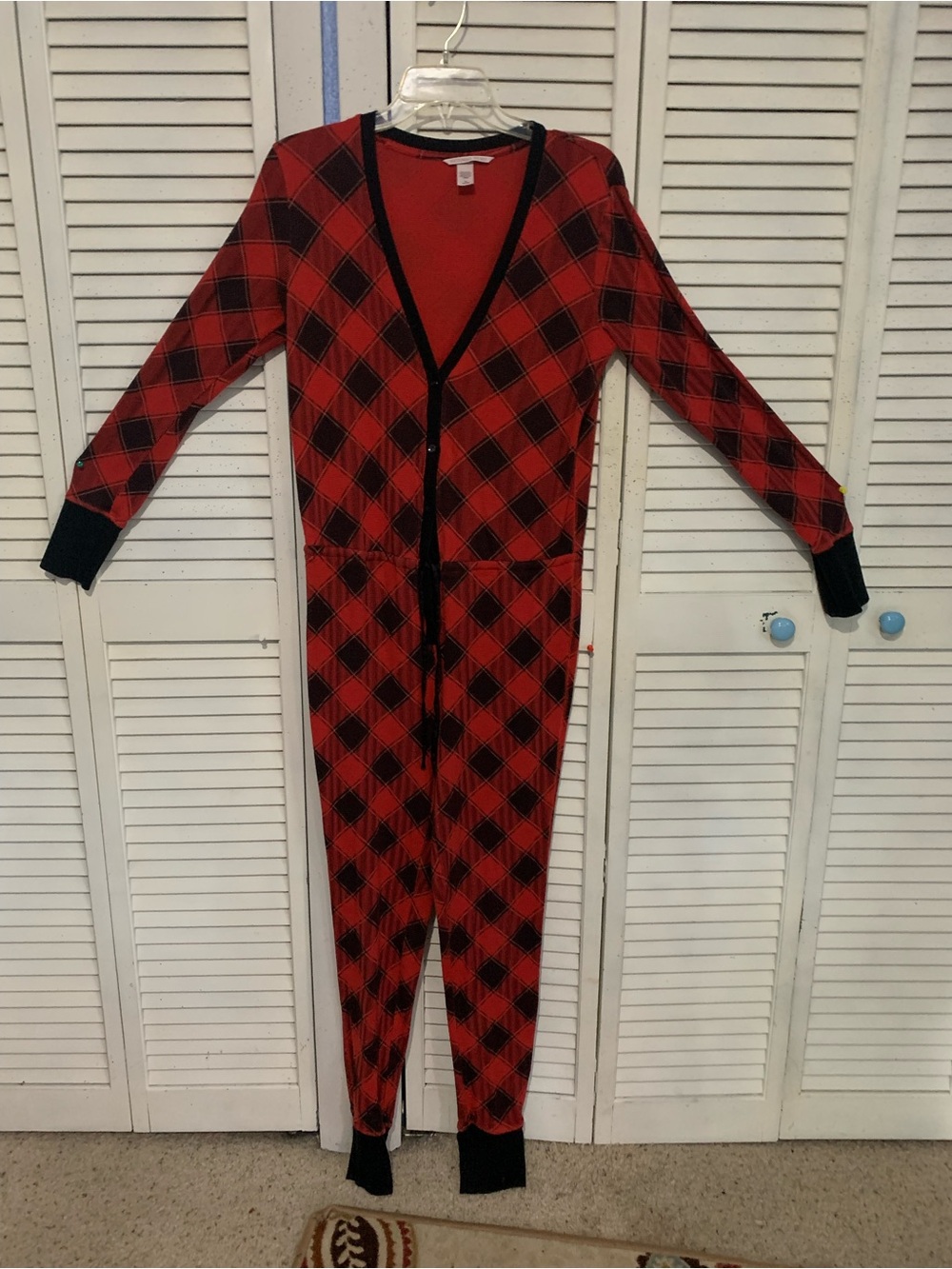 Victorias Secret Red Buffalo Plaid Pajama Jumpsuit Onesie